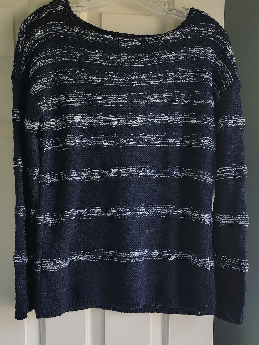Talbots Navy and White Open-Knit Pullover